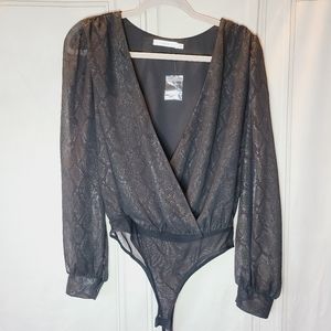 NWOT Lush Snakeskin Metallic Bodysuit